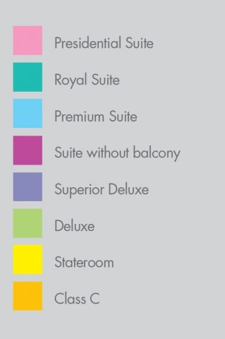 Aranui 5-Farbgrafik der Kabinen-Kategorien